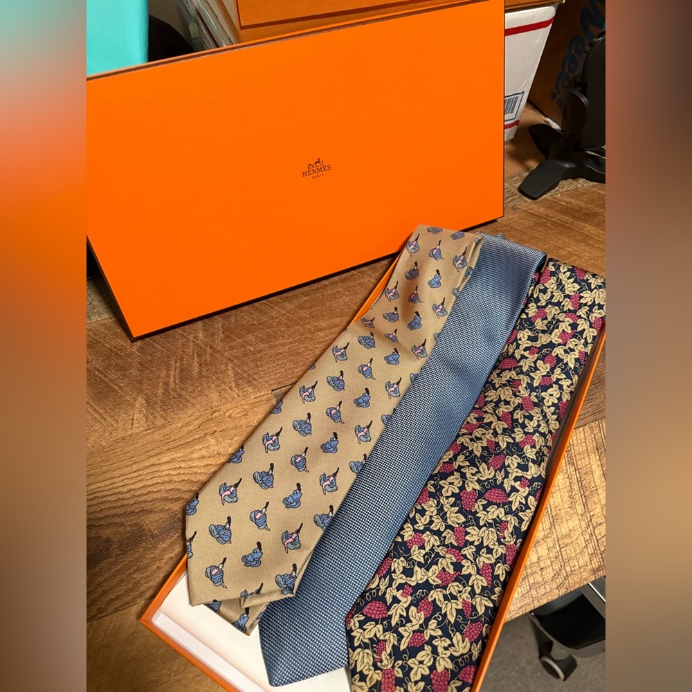 3 pcs set Hermes silk Tie in box